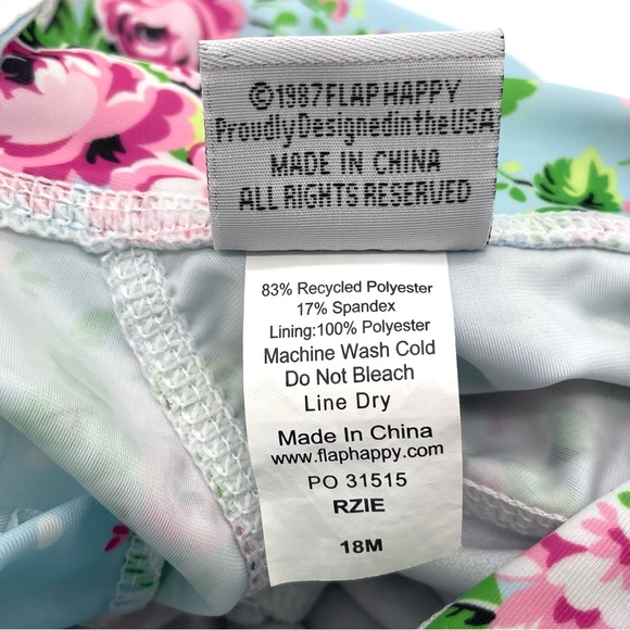 EUC Flap Happy Alissa Ruffle Rash Guard Swimsuit in Blue Country Floral 18M - Picture 9 of 10